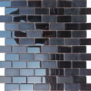 black glass mosaic tiles with various surface treatments wb09 b0