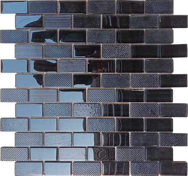 black glass mosaic tiles with various surface treatments wb09 b0