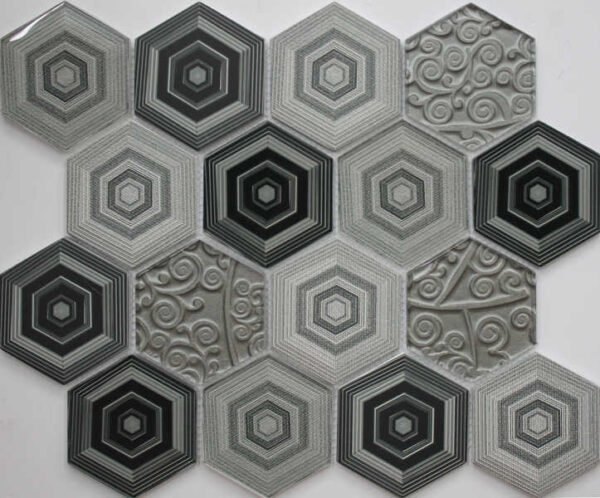 3d visual hexagonal glass mosaic wb17 a1