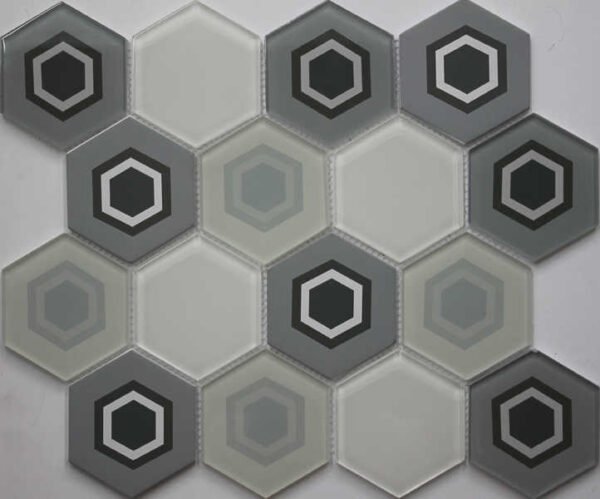 hexagonal glass mosaic with mixed finish wb17 a2