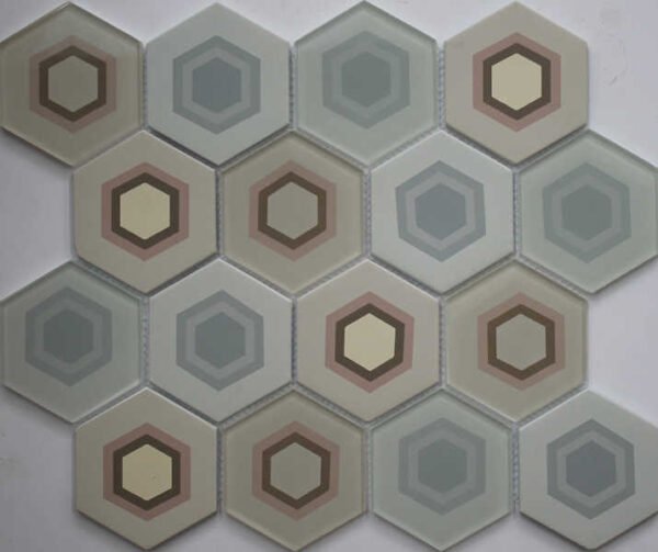 hexagonal glass mosaic with mixed finish wb17 a2