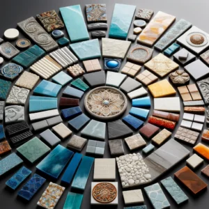 dall·e 2024 08 23 13.30.39 a visually appealing image displaying a variety of mosaic tiles laid out side by side, showcasing the differences in texture, color, and material. the